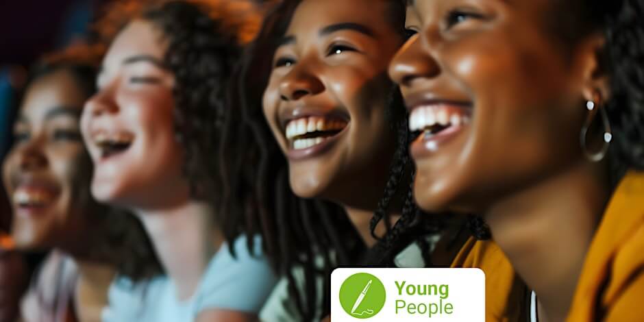 An AI generated image of four young girls smiling